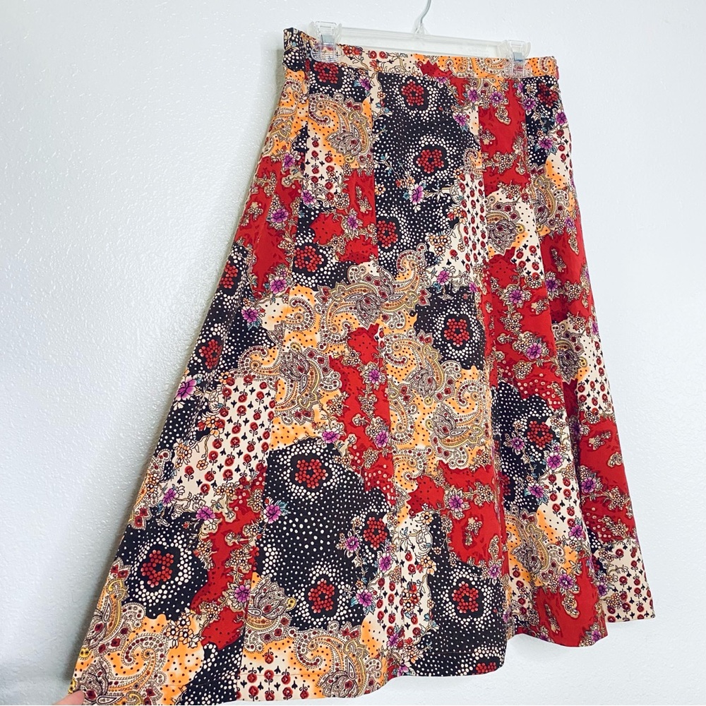 🍓 Sag Harbor Patchwork Print Floral Hippie Western Paisley Cottagecore Skirt 12